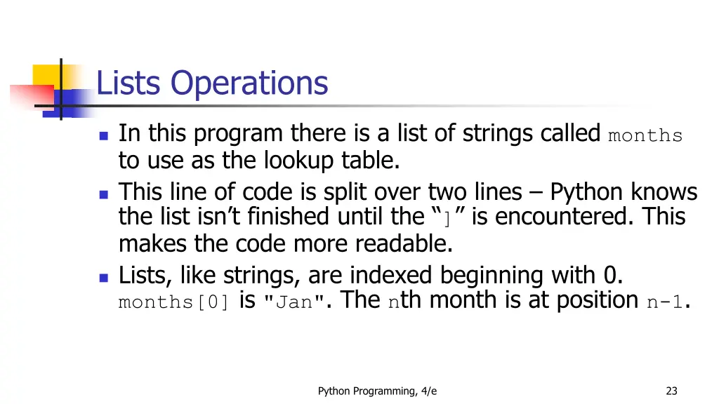 lists operations 5