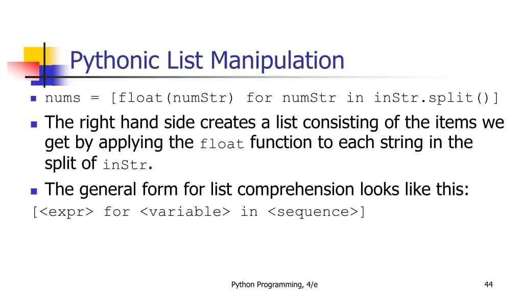 pythonic list manipulation 2