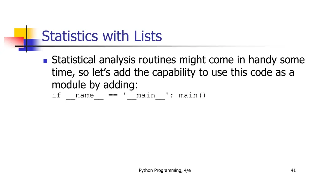 statistics with lists 10