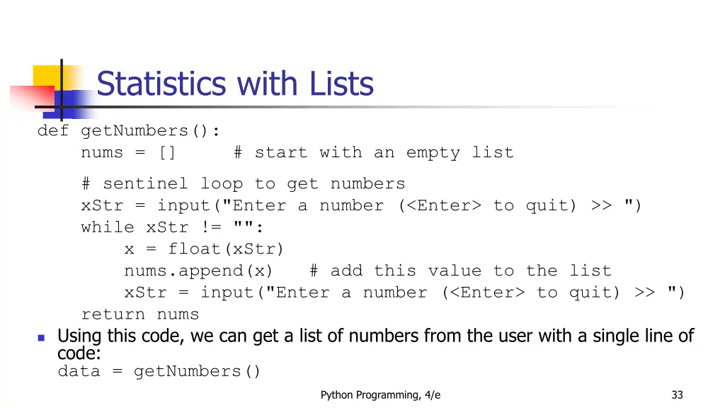 statistics with lists 2