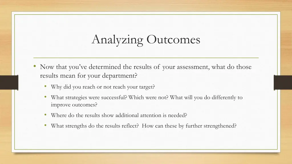 analyzing outcomes