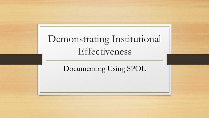 demonstrating institutional effectiveness