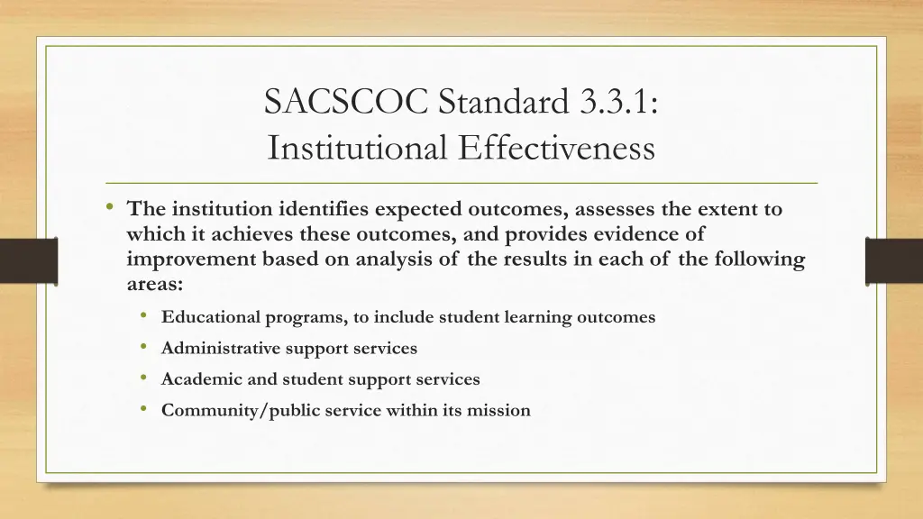 sacscoc standard 3 3 1 institutional effectiveness