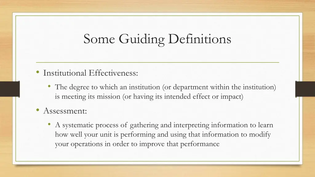 some guiding definitions