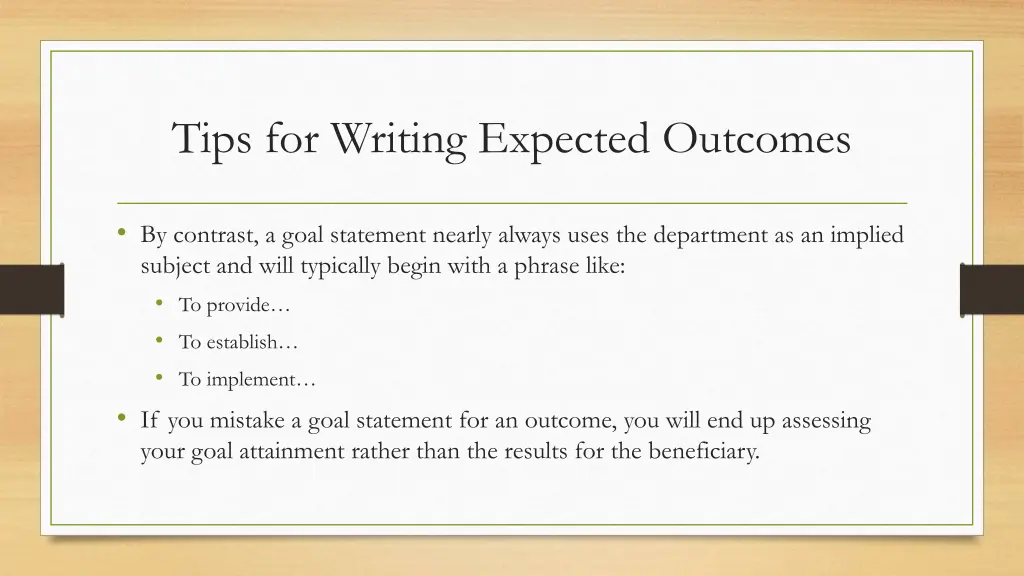 tips for writing expected outcomes 1