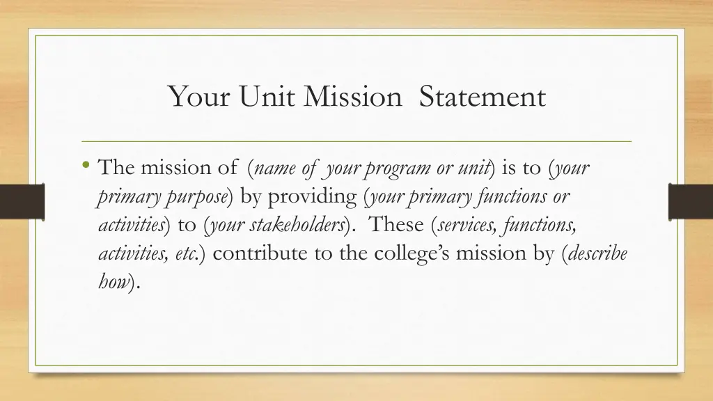 your unit mission statement