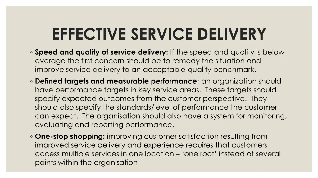 effective service delivery