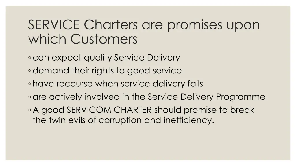 service charters are promises upon which customers