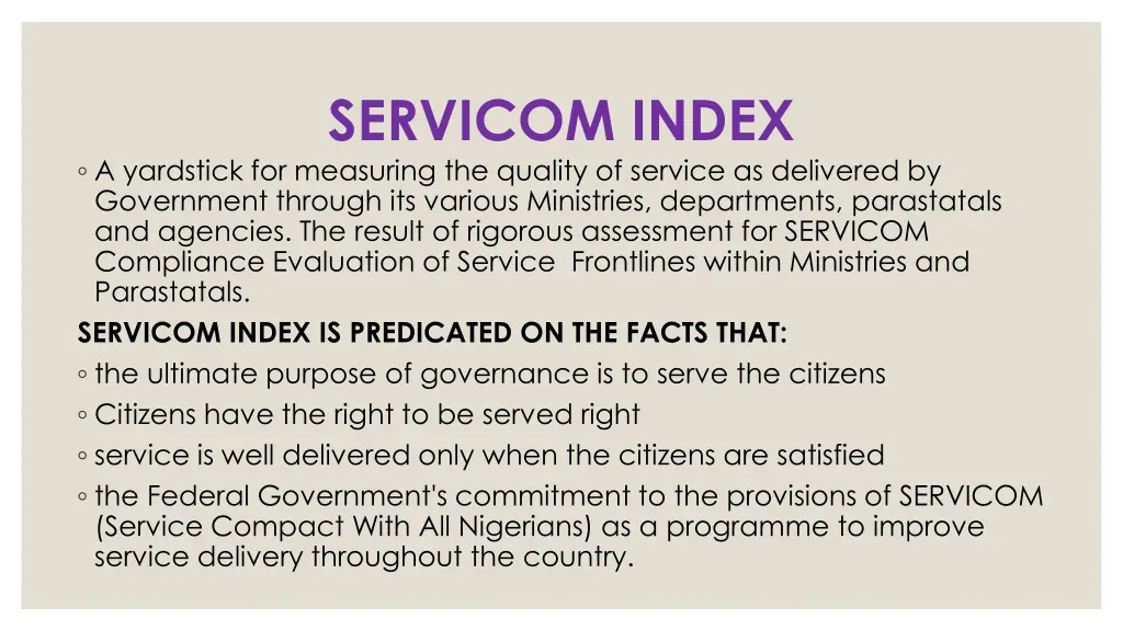 servicom index