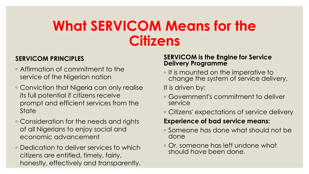 what servicom means for the citizens