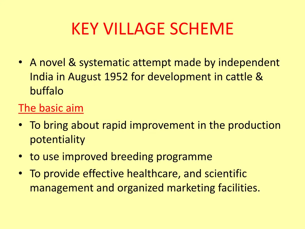 key village scheme