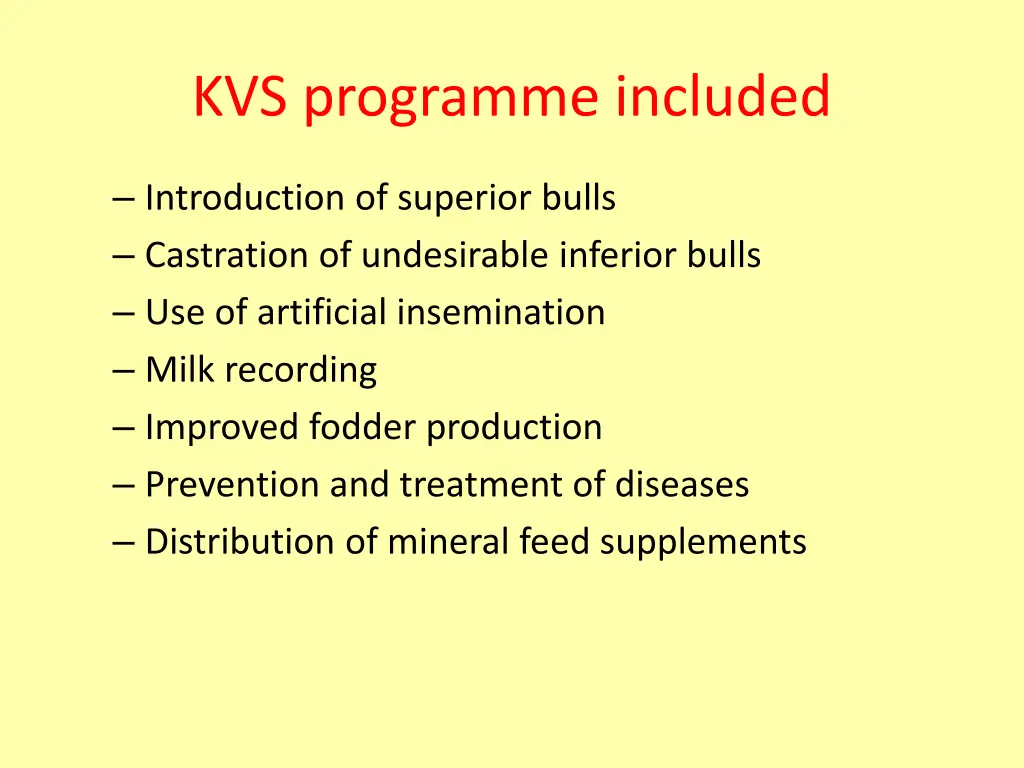 kvs programme included