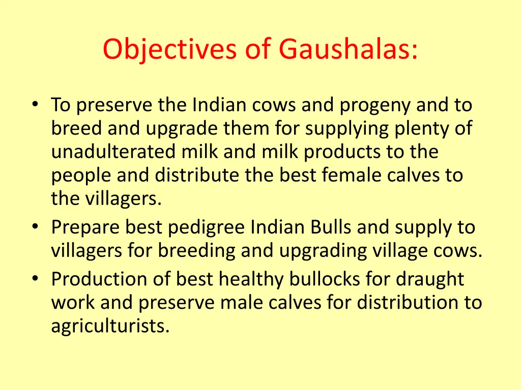 objectives of gaushalas