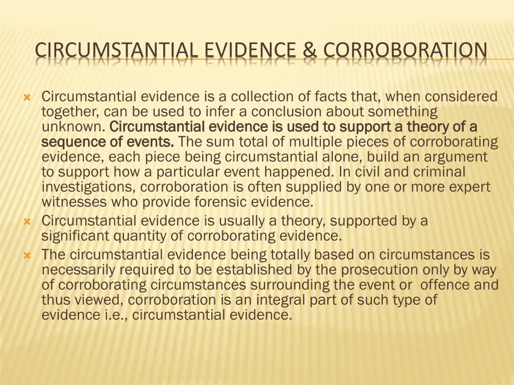 circumstantial evidence corroboration