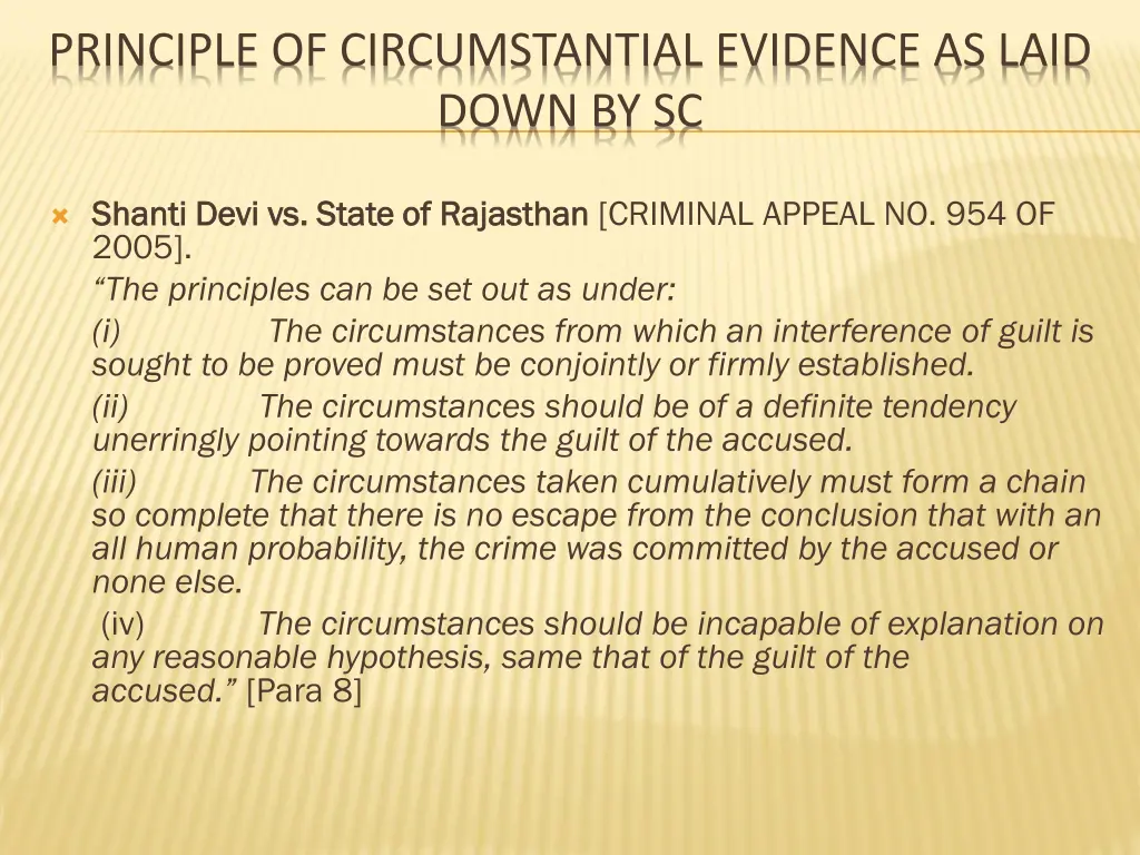 principle of circumstantial evidence as laid down