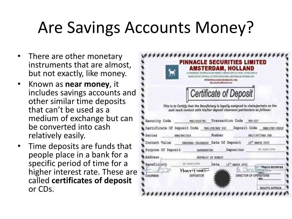 are savings accounts money