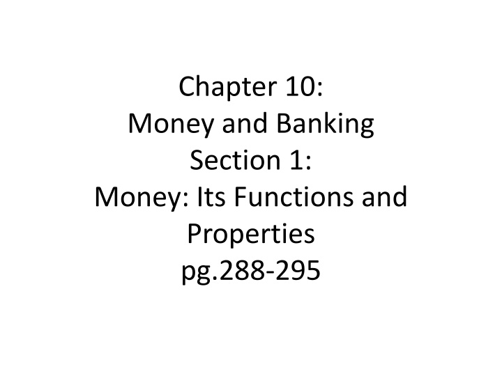 chapter 10 money and banking section 1 money