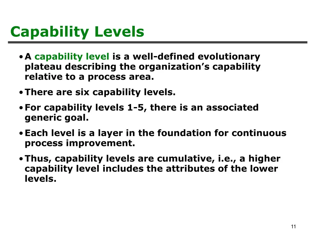 capability levels