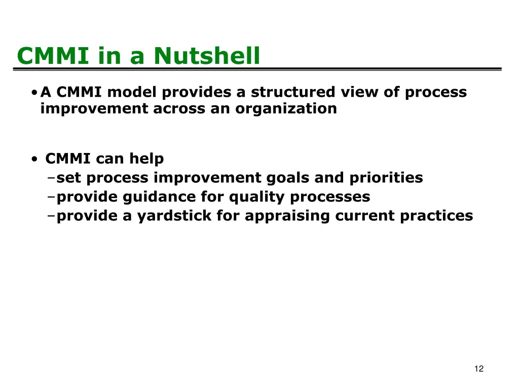 cmmi in a nutshell