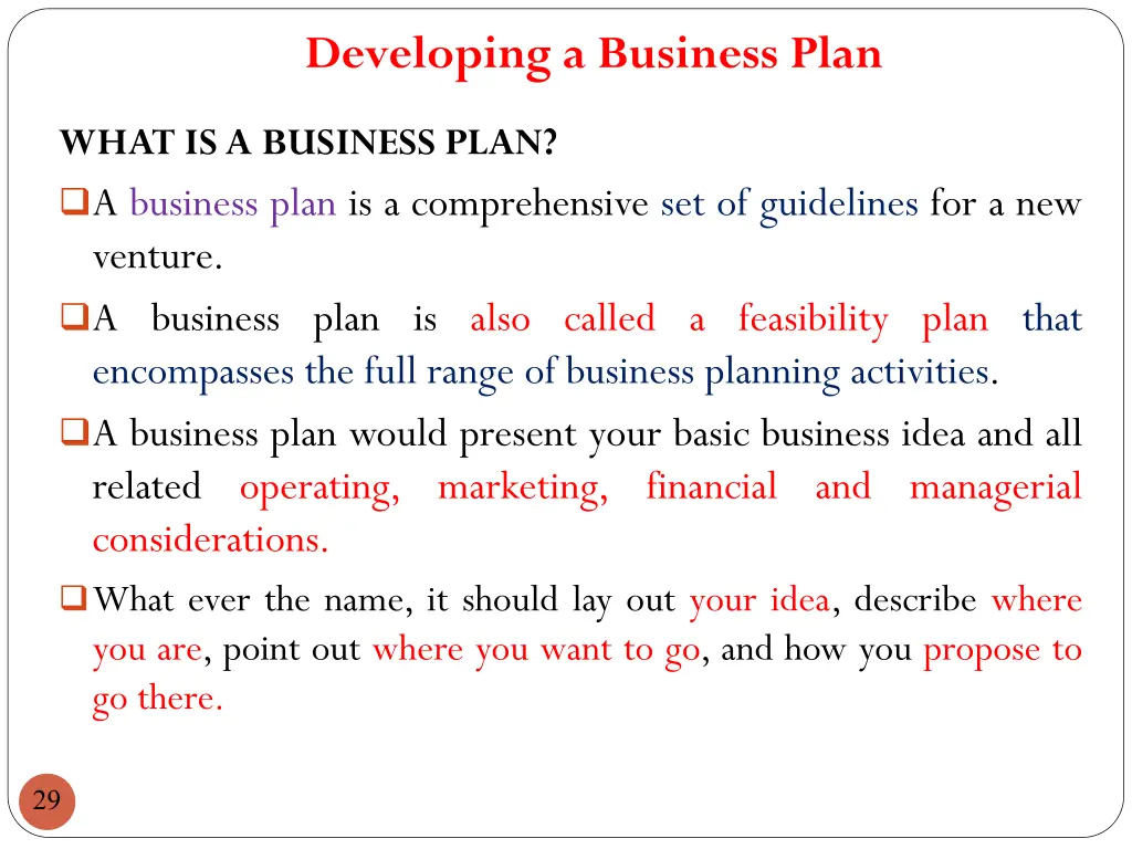 developing a business plan