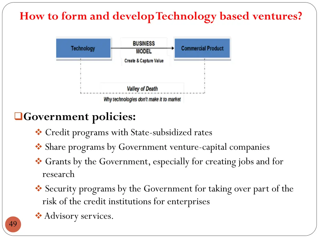 how to form and develop technology based ventures