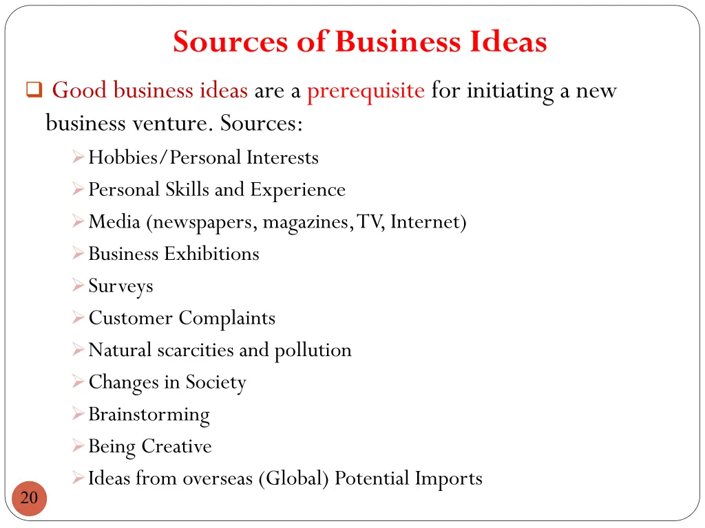 sources of business ideas