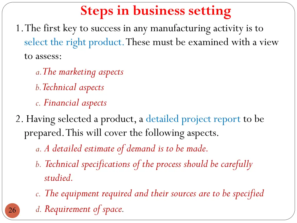 steps in business setting 1 the first