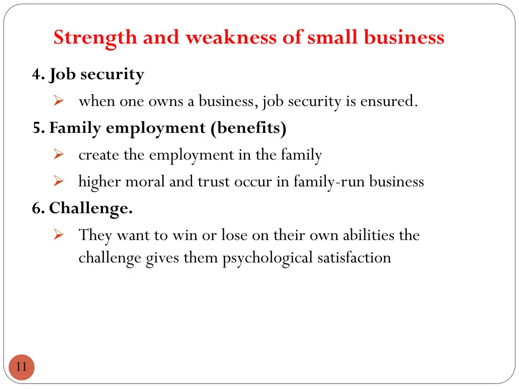 strength and weakness of small business 1