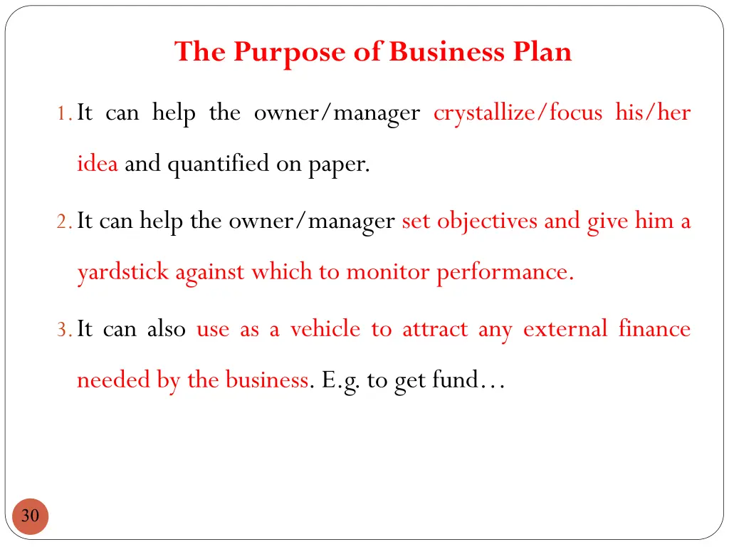 the purpose of business plan