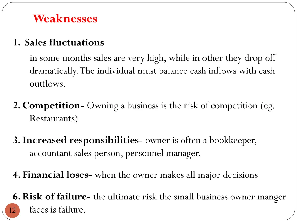 weaknesses