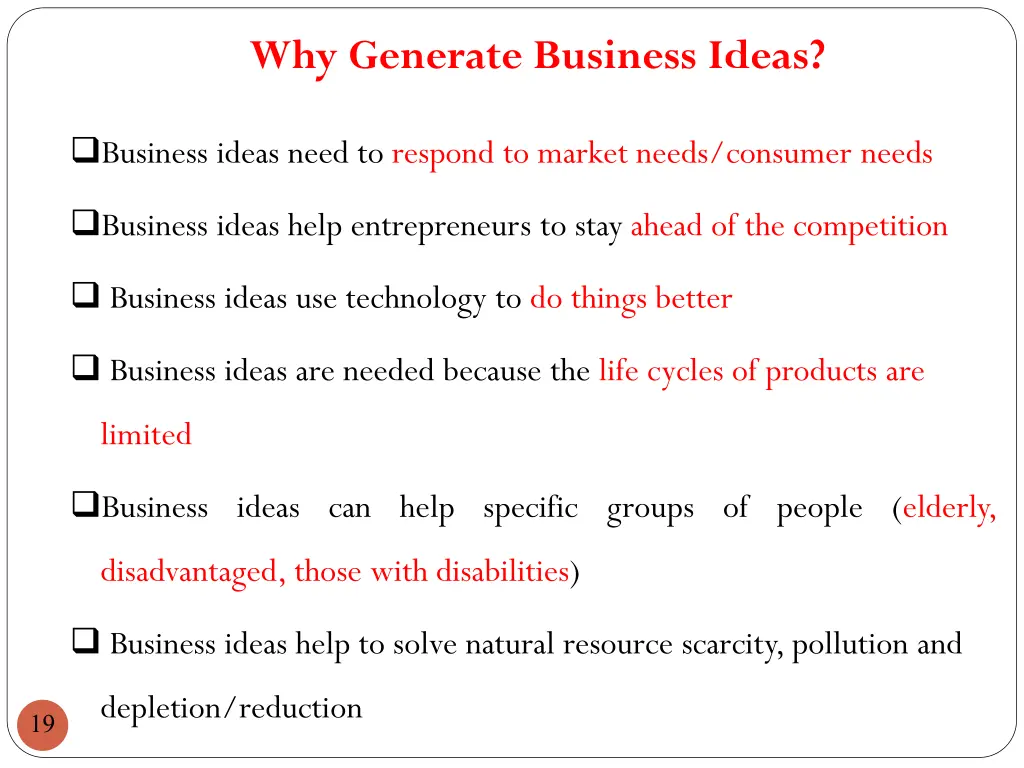 why generate business ideas