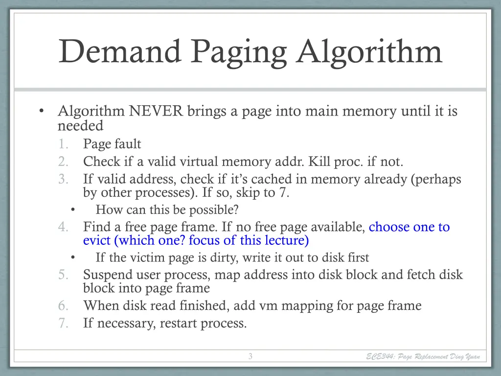 demand paging algorithm