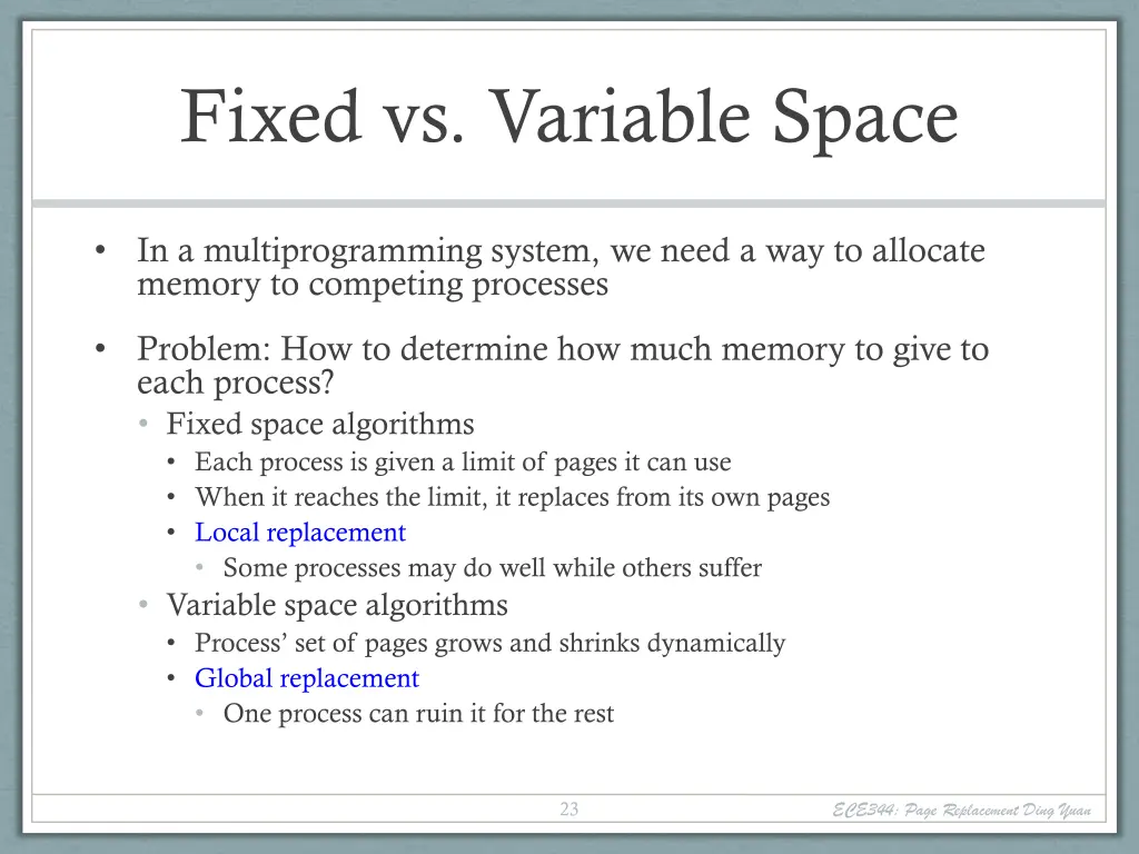 fixed vs variable space