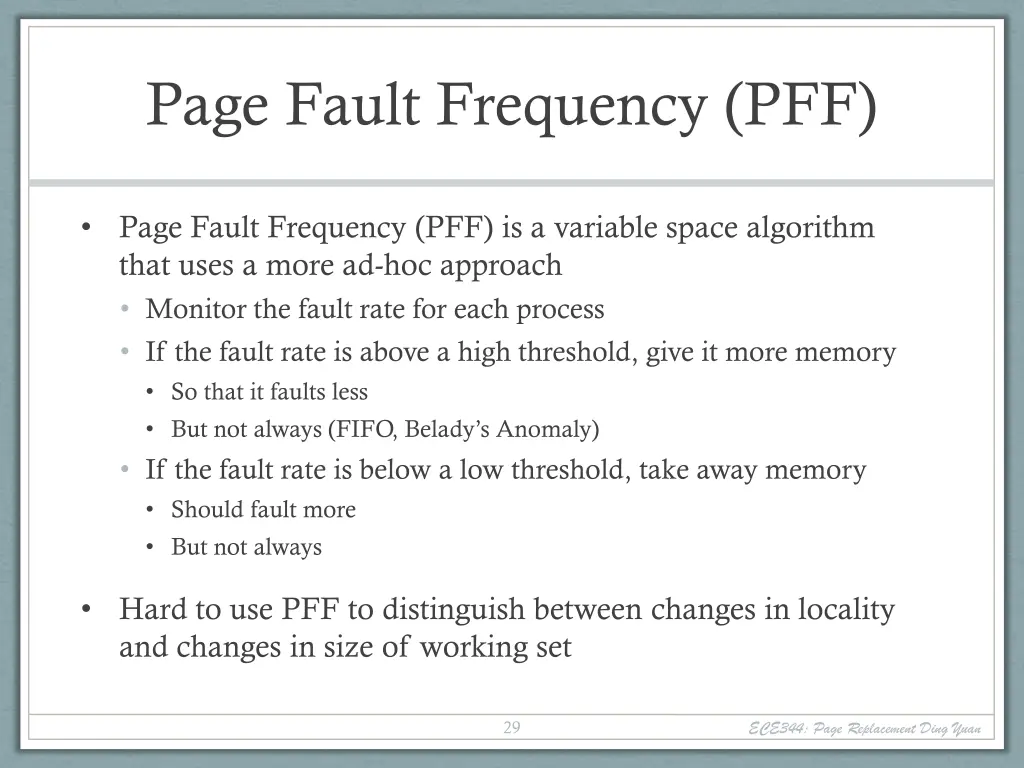 page fault frequency pff