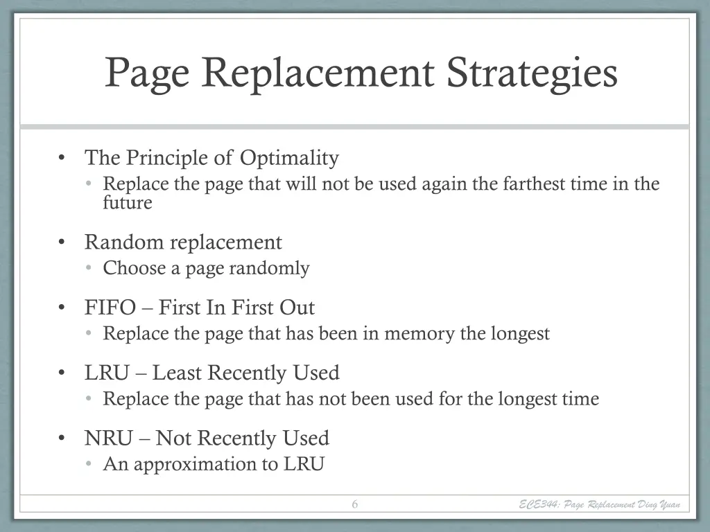 page replacement strategies