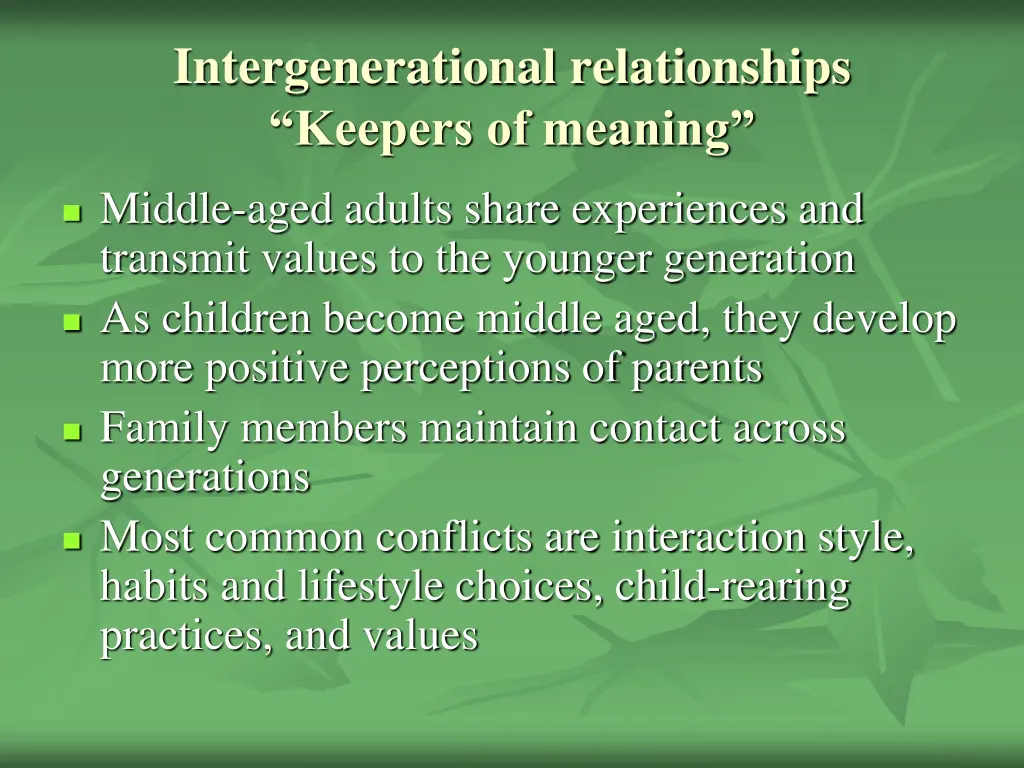 intergenerational relationships keepers of meaning