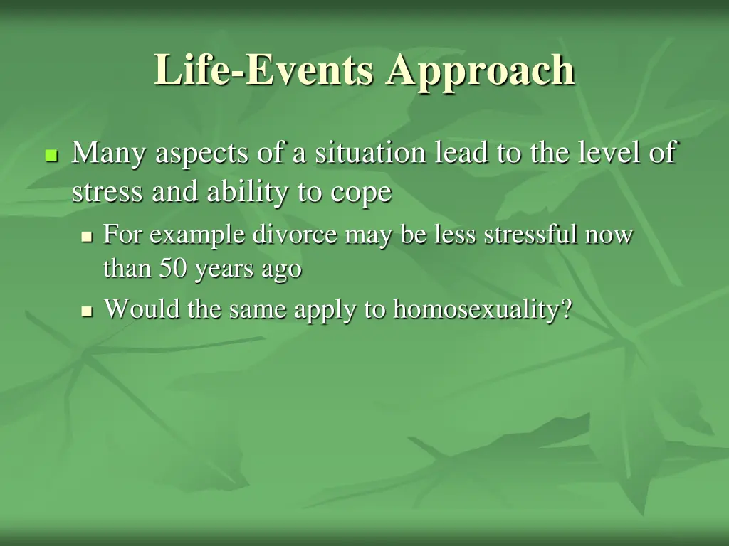 life events approach