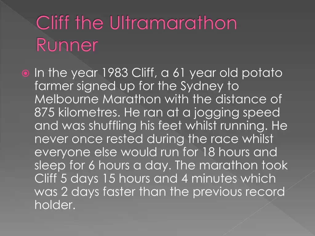 cliff the ultramarathon runner