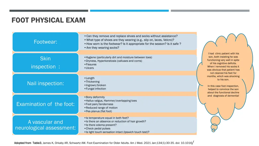 foot physical exam