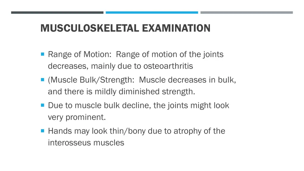 musculoskeletal examination