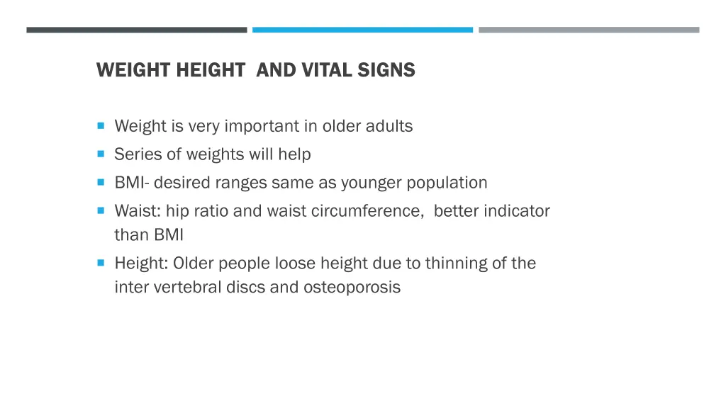 weight height and vital signs