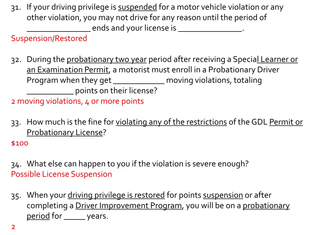 31 if your driving privilege is suspended