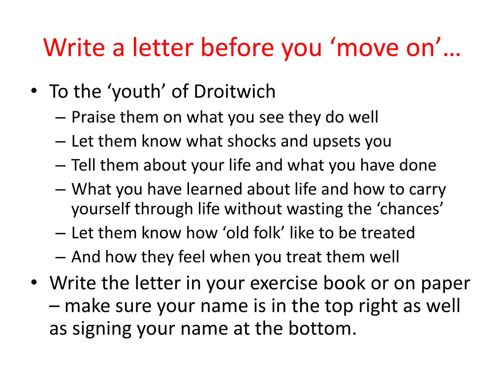 write a letter before you move on