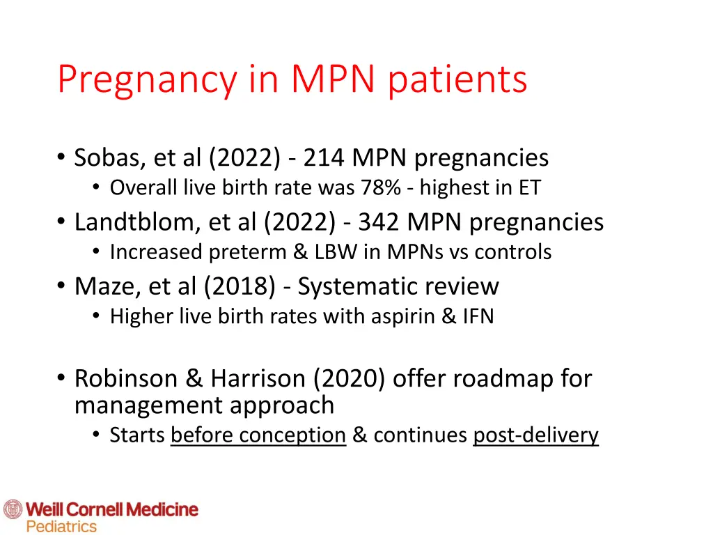 pregnancy in mpn patients