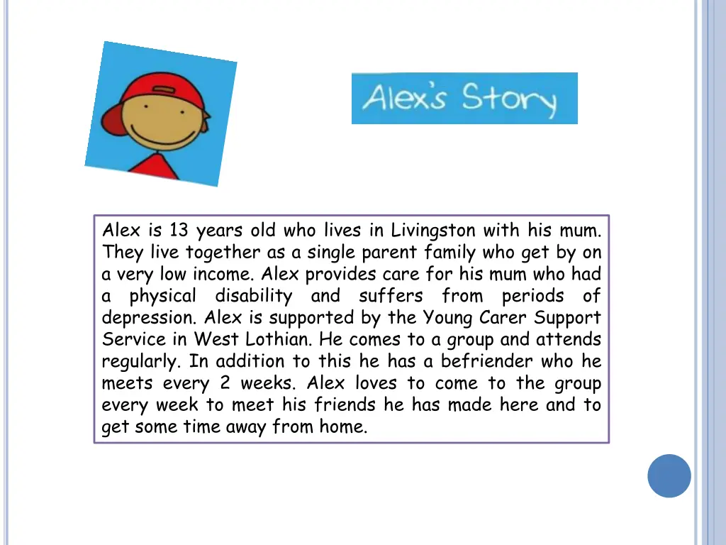 alex is 13 years old who lives in livingston with