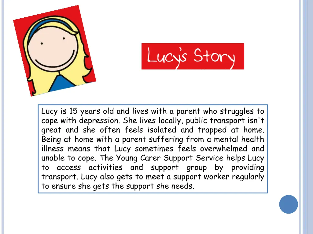 lucy is 15 years old and lives with a parent