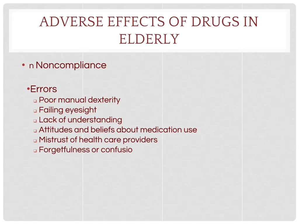 adverse effects of drugs in elderly