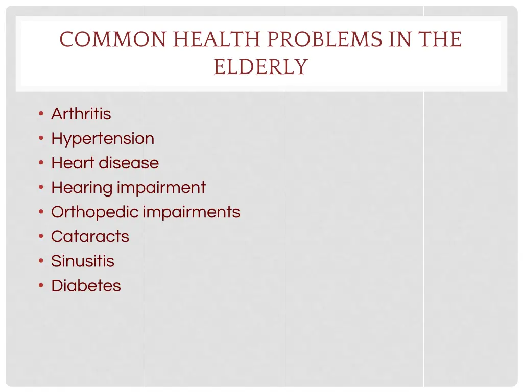 common health problems in the elderly