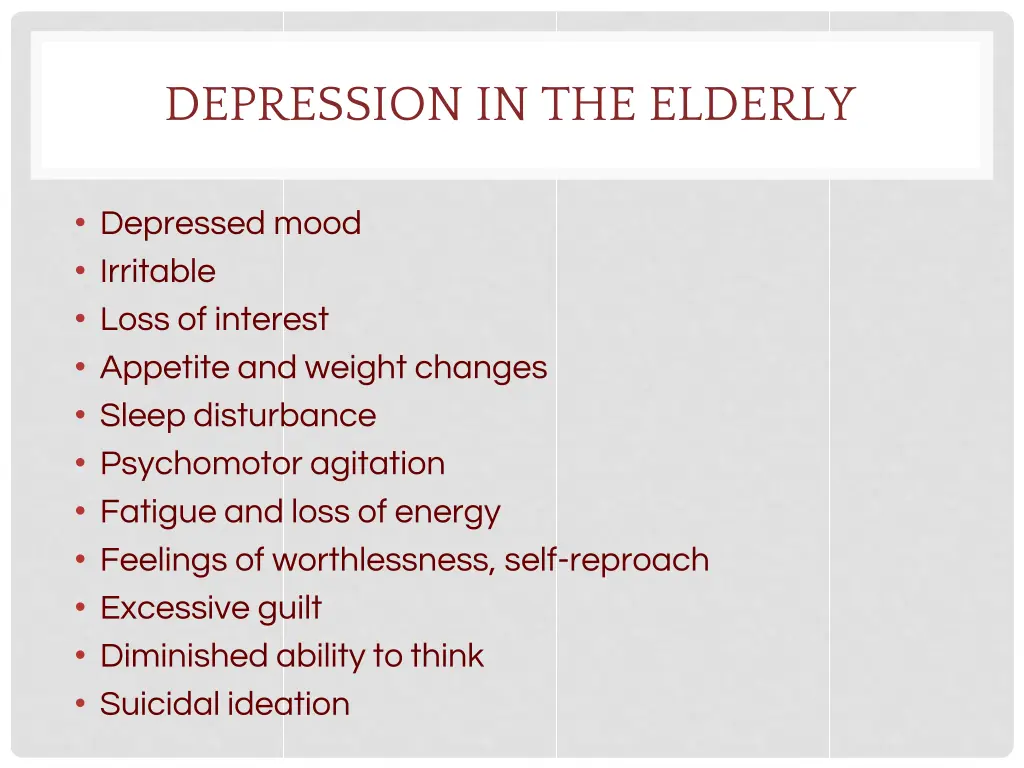 depression in the elderly