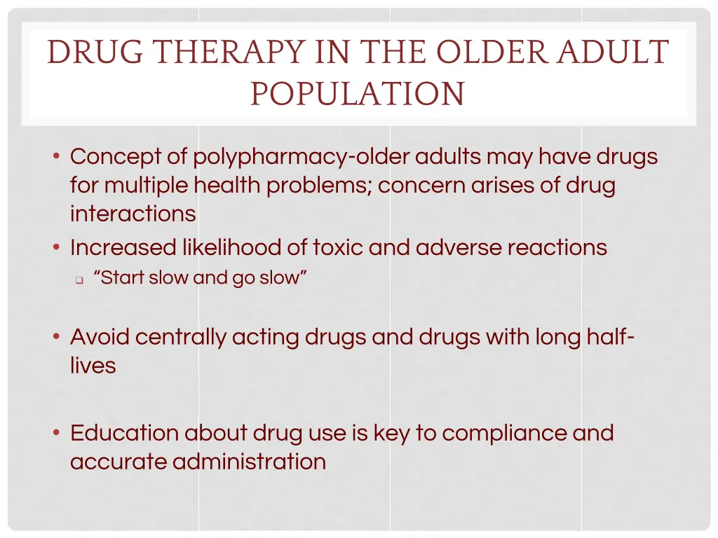 drug therapy in the older adult population